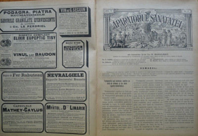 Revista Aparatorul sanatatei , an 6 , nr. 5 , 1896 foto