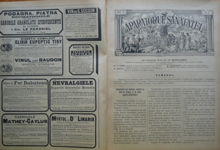 Revista Aparatorul sanatatei , an 6 , nr. 5 , 1896