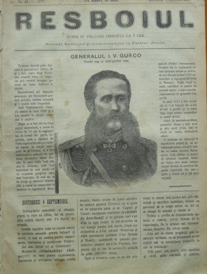 Ziarul Resboiul , nr. 47 , 1877 , gravura , Generalul I. V. Gurco foto