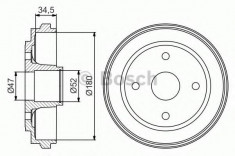 Tambur frana OPEL AGILA 1.0 12V - BOSCH 0 986 477 264 foto