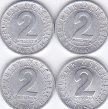 Moneda Austria 2 Groschen 1950/51/52/54 - KM#2876 XF ( set 4 monede ), Europa