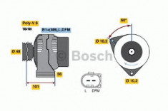 Generator / Alternator MERCEDES-BENZ C-CLASS limuzina C 180 - BOSCH 0 124 515 045 foto