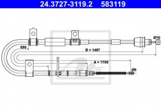 Cablu, frana de parcare HYUNDAI AVANTE 1.6 - ATE 24.3727-3119.2 foto