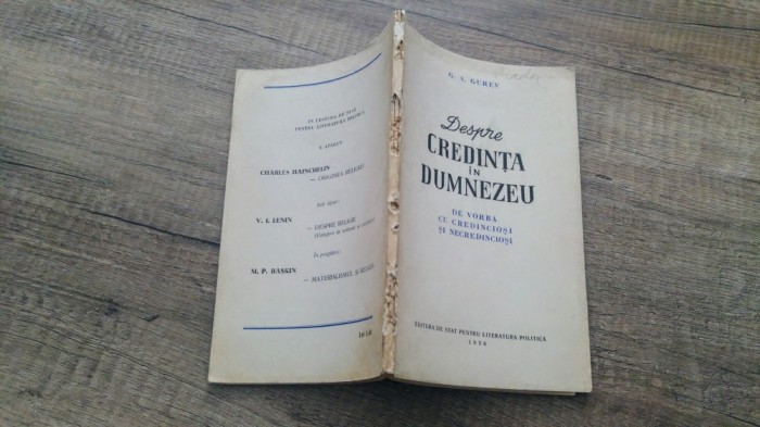 Despre credinta in Dumnezeu - G.A. Gurev/ 1956