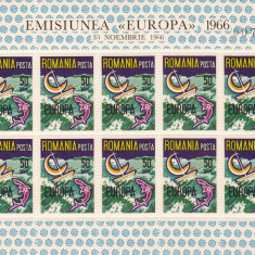 ROMANIA SPANIA EXIL EUROPA 1966 MINISHEET 10 TIMBRE PERFORATE NEUZATE