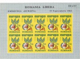 ROMANIA SPANIA EXIL EUROPA 1965 MINISHEET 10 TIMBRE IMPERFORATE NEUZATE