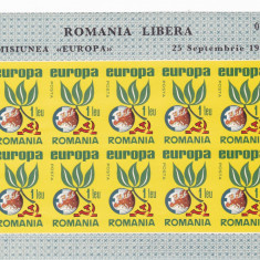 ROMANIA SPANIA EXIL EUROPA 1965 MINISHEET 10 TIMBRE IMPERFORATE NEUZATE