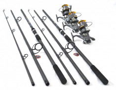 Set 3 lansete FINO CARP de 3,6 m cu 3 mulinete KW50 long cast si baitrunner foto