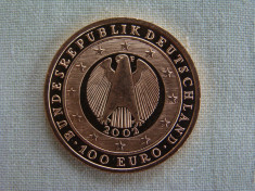 Moneda 100 euro 2002/2010 -15,55 grame AUR 24k (200 lei/gram) foto
