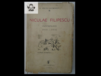 N Polizu Micsunesti Niculae Filipescu Insemnari 1914-1916 foto