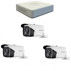 Kit promo camere+ DVR Hikvision 3 camera rezolutie 720p si infrarosu 40 m foto
