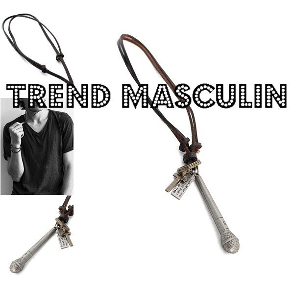 Lant Lantisor Piele Pandantiv Barbati Casual Fashion Muzician Microfon Lant Lantisor Piele Pandantiv Barbati Casual Fashion Muzician Microfon