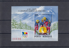 ROMANIA 1992, LP 1276 ,J.O. DE IARNA ALBERTVILLE COLITA NEDANTELATA MNH foto