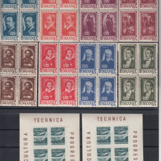 ROMANIA 1947 LP 215 216 a INSTITUTUL DE STUDII ROMANO-SOV BLOCURI 4 TIMBRE MNH