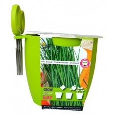 Kit de Cultivat &amp;quot;Grow,Cut&amp;amp;Eat&amp;quot; Chives + Foarfeca - VERDE, Buzzy Seeds foto