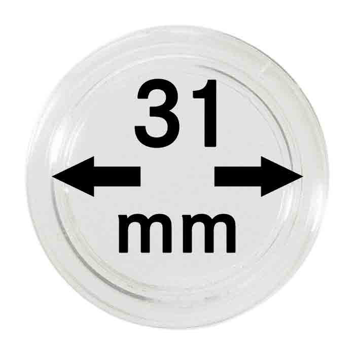 Capsule pentru monede 31 mm intrare - 10 buc. in cutie