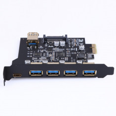 Adaptor PCI-E 1x la 4 Port USB 3.1 + 1 Port type-c foto