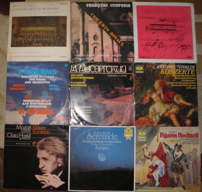 Vinil muzica clasica 5 Mozart,Karajan,Brahms,Domingo,Brahms,Vivaldi,Fidelio