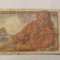 CY - 20 francs / franci 07 octombrie 1943 Franta WWII / data raruta