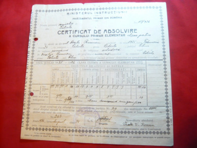 Diploma de Absolvire a Cursului Primar Elementar-1936 foto