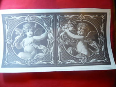 Litografie- Arta Decorativa- Ingerasi - cca.1900 - dim. 25x 46 cm - Ed. Germania foto