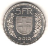 SV * Elvetia 5 FRANCS 2012 * AUNC +, Europa, Nichel