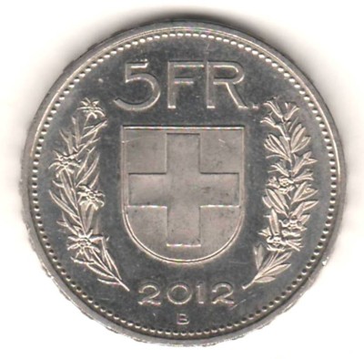 SV * Elvetia 5 FRANCS 2012 * AUNC + foto