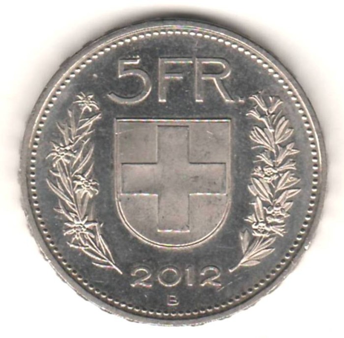 SV * Elvetia 5 FRANCS 2012 * AUNC +