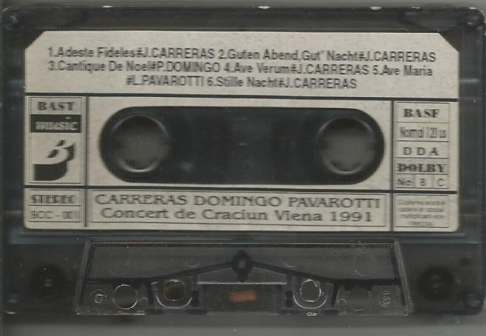 A(01) Caseta audio -Carreras,Domingo Pavarotti-Concert de Craciun Viena 1991