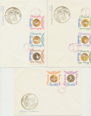 1964 set 3 plicuri FDC ROMANIA Olimpiada Tokyo medalii serie dantelata foto