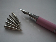 Stilou caligrafic punctator pentru unghii nail art cu 5 capete de schimb *** nou foto