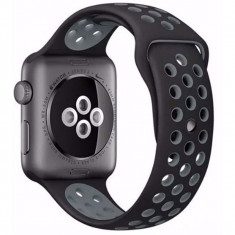 Curea pentru Apple Watch 38 mm Silicon iUni Negru-Argintiu foto