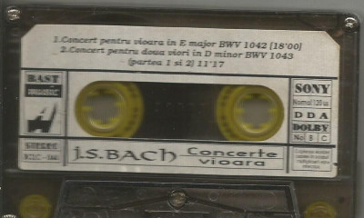 A(01) Caseta audio -J.S.BACH-Concerte de vioara foto
