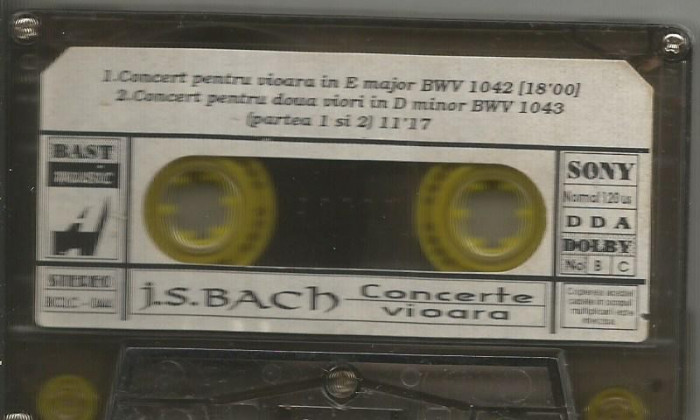 A(01) Caseta audio -J.S.BACH-Concerte de vioara