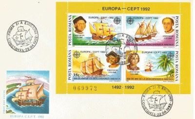 (No4) FDC ROMANIA -1992-L.P.1282- Europa CEPT &amp;#039;92 foto