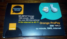 Cartela Orange Prepay 25 Gb internet la 4G 1000 min nationale internationale foto