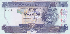 Bancnota Insulele Solomon 5 Dolari (2012) - P26 UNC ( serie C/8 ) foto
