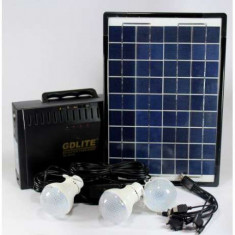 Kit Panou Solar GD-8012 Acumulator 12V7A Iesire 220V USB Radio LED iesire 220v foto