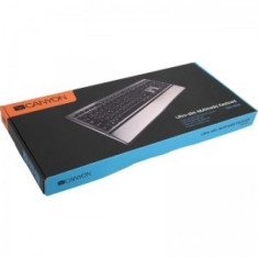 CANYON Keyboard CANYON CNS-HKB4 (Wired USB, Slim, with Multimedia functions, Aluminum finishing), US foto