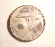 CANADA 1 DOLLAR 1967 -UNC ARGINT foto