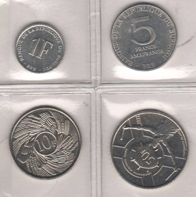 SV * Burundi LOT 1 FRANC+ 5 + 10 + 50 FRANCS 2003 - 1980 - 201 * UNC foto