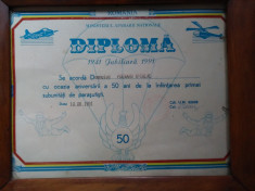 Diploma jubiliara de parasutisti foto