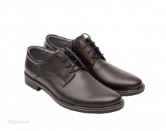 Pantofi barbati piele naturala negri casual-eleganti cu siret cod P69 foto