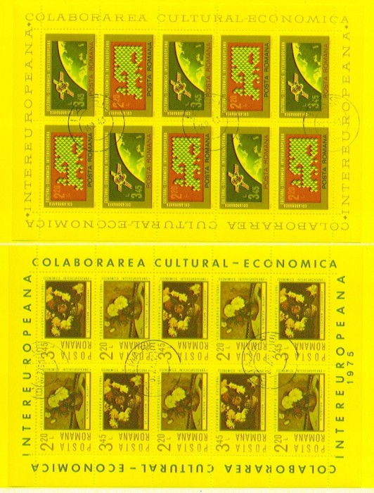 1974- 75 Rom. Colab. Cult.-Econ. Intereurop.- coala mica de 5 serii lp845a,879a