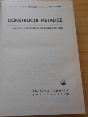 DAN MATEESCU--CONSTRUCTII METALICE - 1980-factura foto