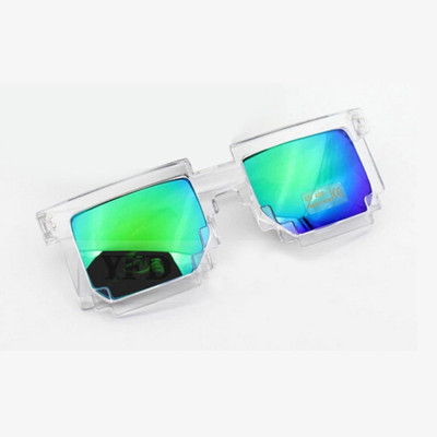 Ochelari Soare Unisex Trendy - MINECRAFT MODEL -Transparent + Lentila Verde foto