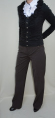Pantalon moderni, nuanta de maro, inchidere cu fermoar (Culoare: MARO, Marime: 42) foto