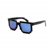 Ochelari Soare Unisex Trendy - MINECRAFT MODEL -Negru+ Lentila Albastra, Plastic, Albastru
