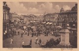 PLOIESTI , VEDERE GENERALA CU HOTEL CENTRAL PIATA MAGAZINE CIRC.1917 FELDPOST, Circulata, Printata