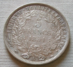 JN. 5 francs 1851 Franta, argint foto
